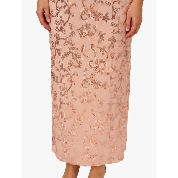 Adrianna Papell Womens Plus Off The Shoulder Mermaid Dress RoseGold Size 20W NWT - Picture 5 of 7